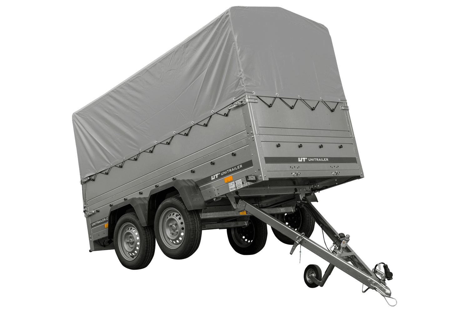 2 achs pkw anhänger unitrailer garden trailer 264/2 kipp mit stützrad, bordwandaufsatz, h 800 rahmen und grauer plane 2 achs pkw anhänger unitrailer garden trailer 264/2 kipp mit stützrad, bordwandaufsatz, h 800 rahmen und grauer plane