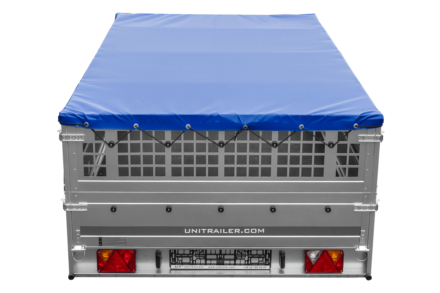 anhänger 264×150 unitrailer garden 265 kipp mit gitteraufsatz, flachplanenträgern und blauer plane anhänger 264×150 unitrailer garden 265 kipp mit gitteraufsatz, flachplanenträgern und blauer plane